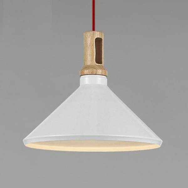 Pendant lamp NORDIC WOODY white & wood 35 cm